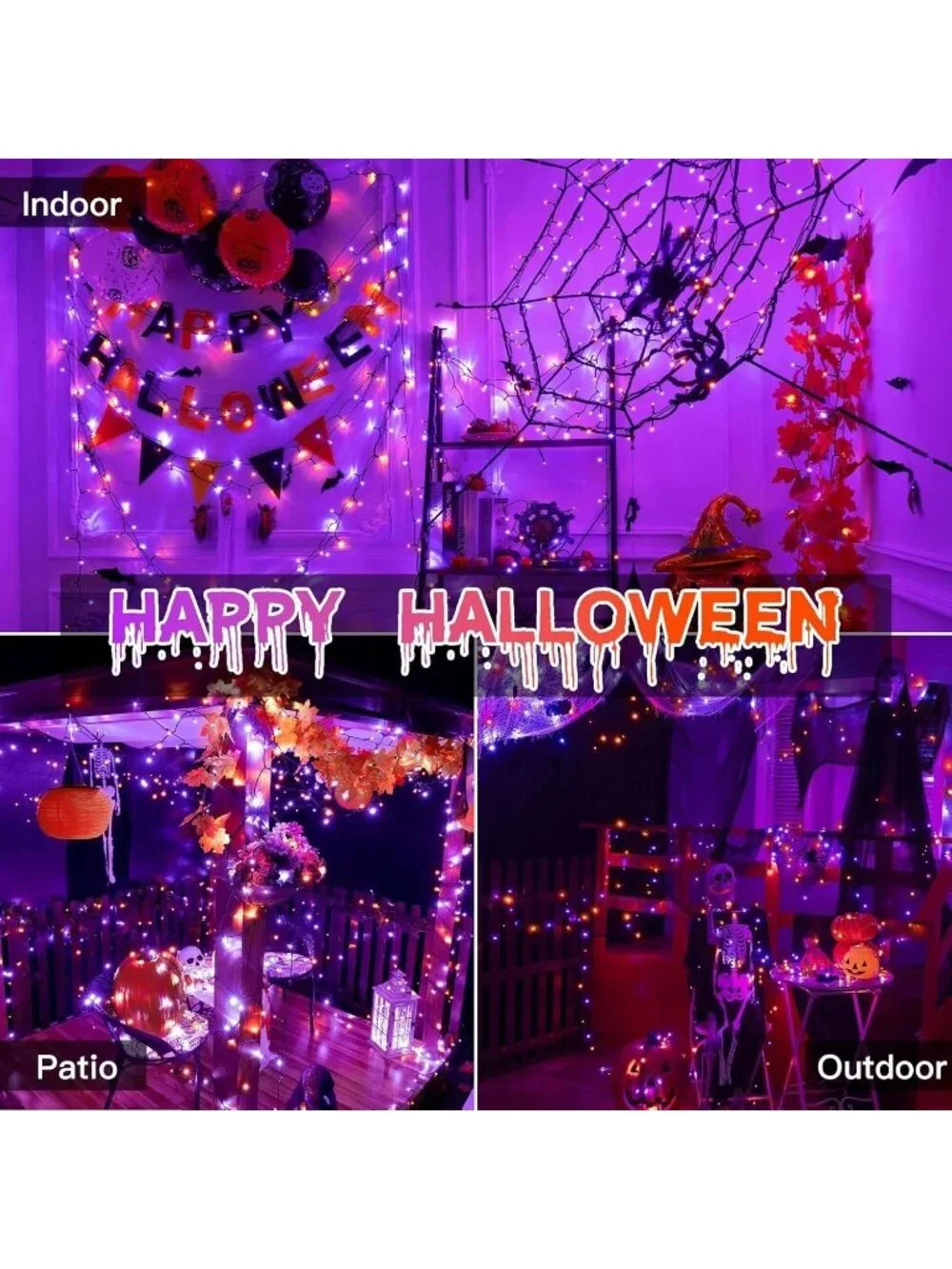 500 LED Halloween Purple and Orange String Lights 180 Ft Decor Haunted House new